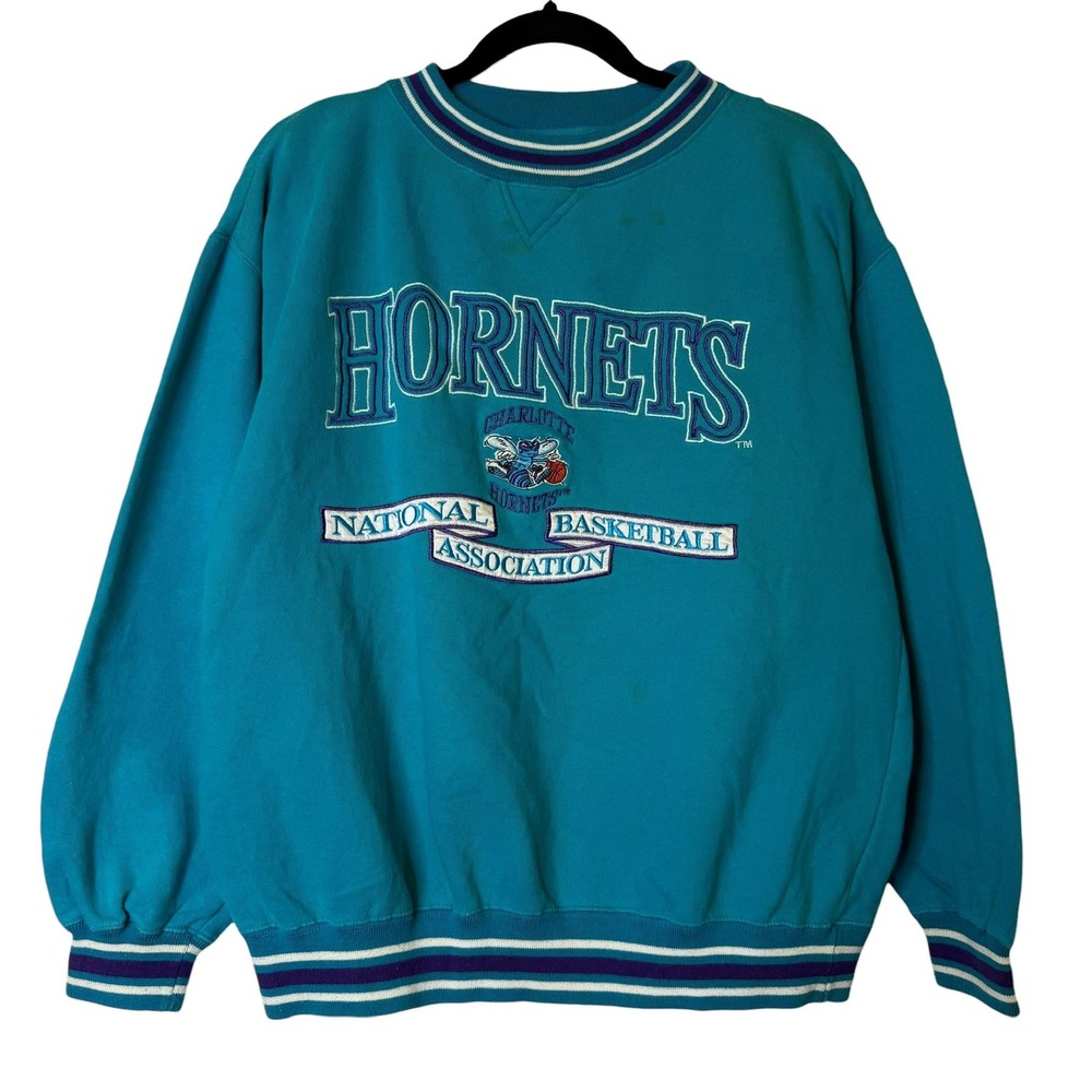 Vintage Charlotte Hornets NBA Crewneck Sweatshirt Pullover 90s Men's L b1925